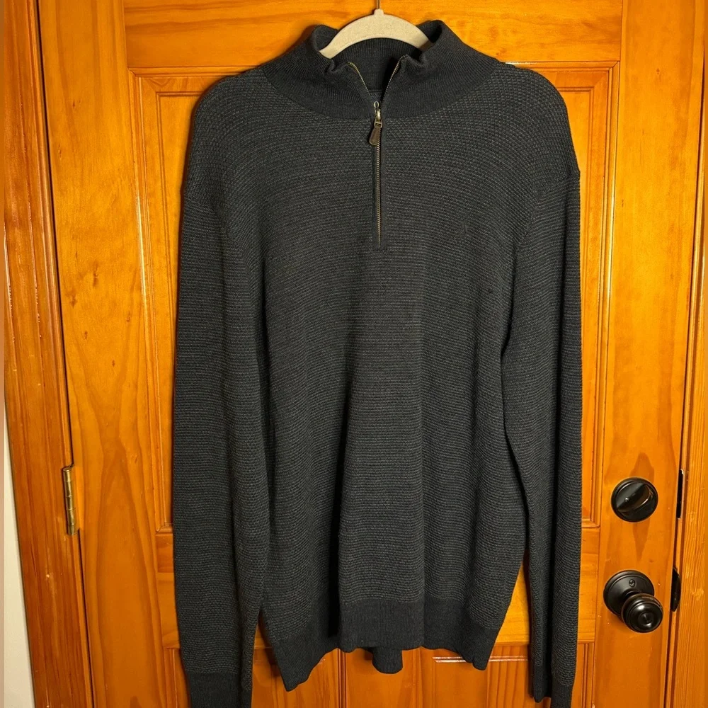 POLO Ralph Lauren Merino Wool Charcoal Grey Quarter Zip Sweater Mens XL